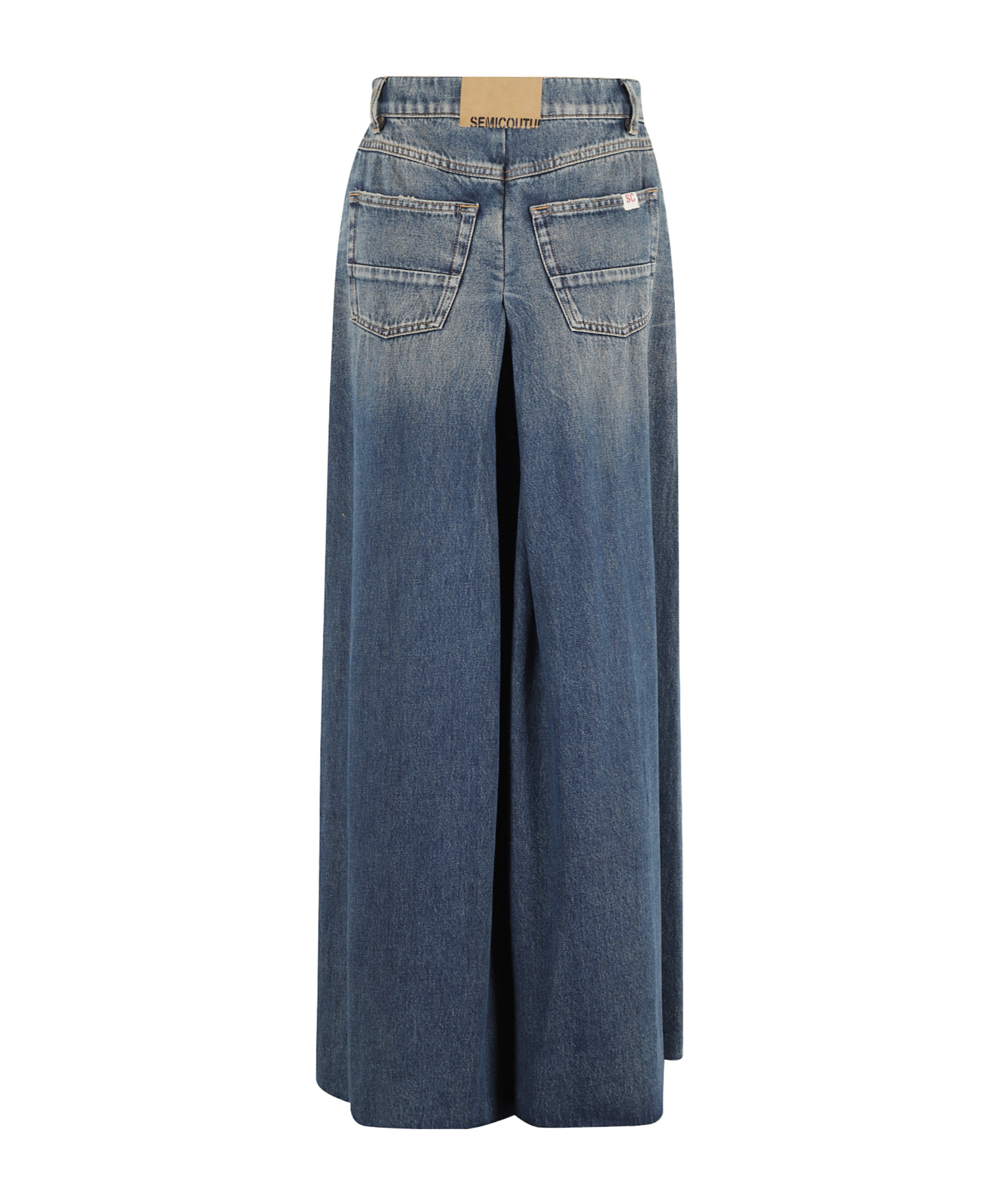 Semicouture Denim Skirt With Belt Loops In Blue
