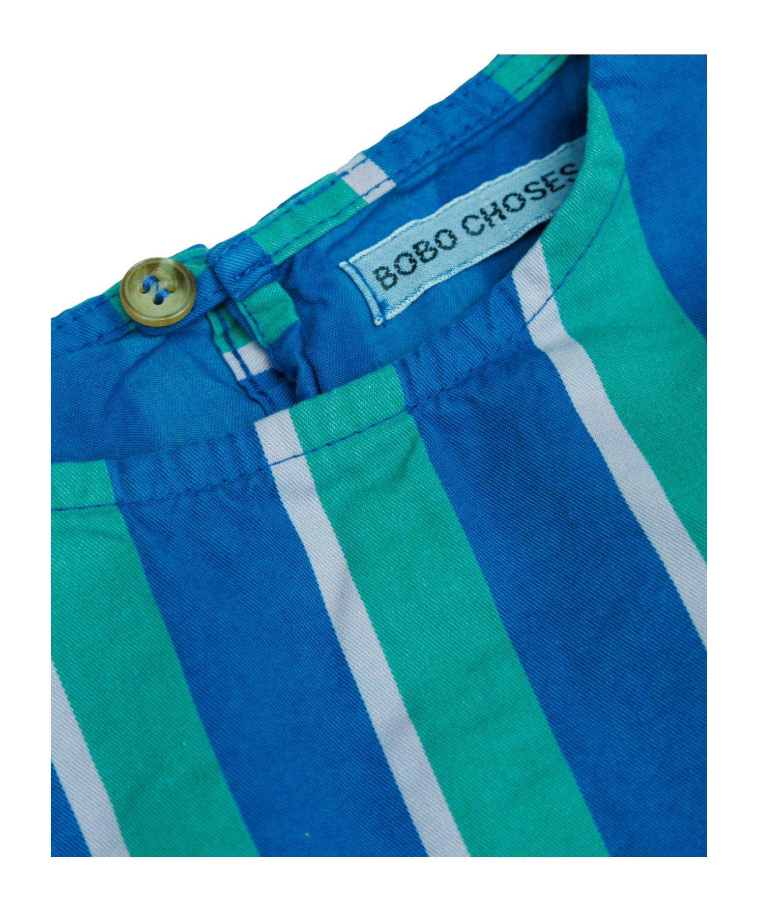 Bobo Choses Ruffle-sleeve Striped Dress In Blue