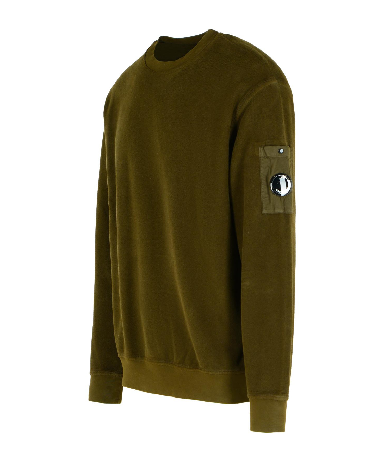 C.p. Company Cp Company Sweatshirts Crew Neck In Brushed Emerized Diagonal Fleece In Green