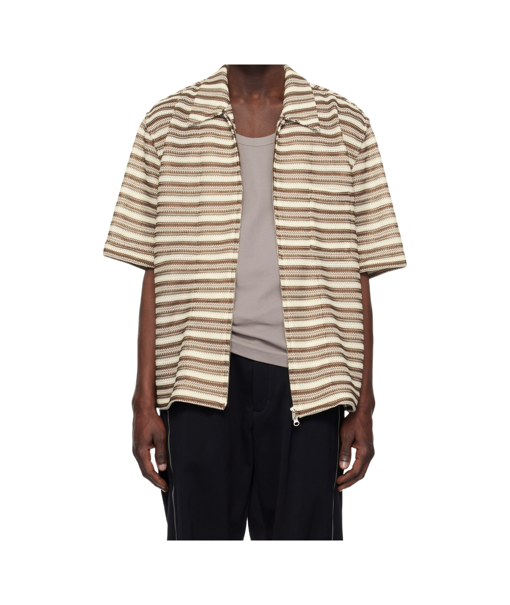 Shop Song For The Mute Jacquard Striped Shirt