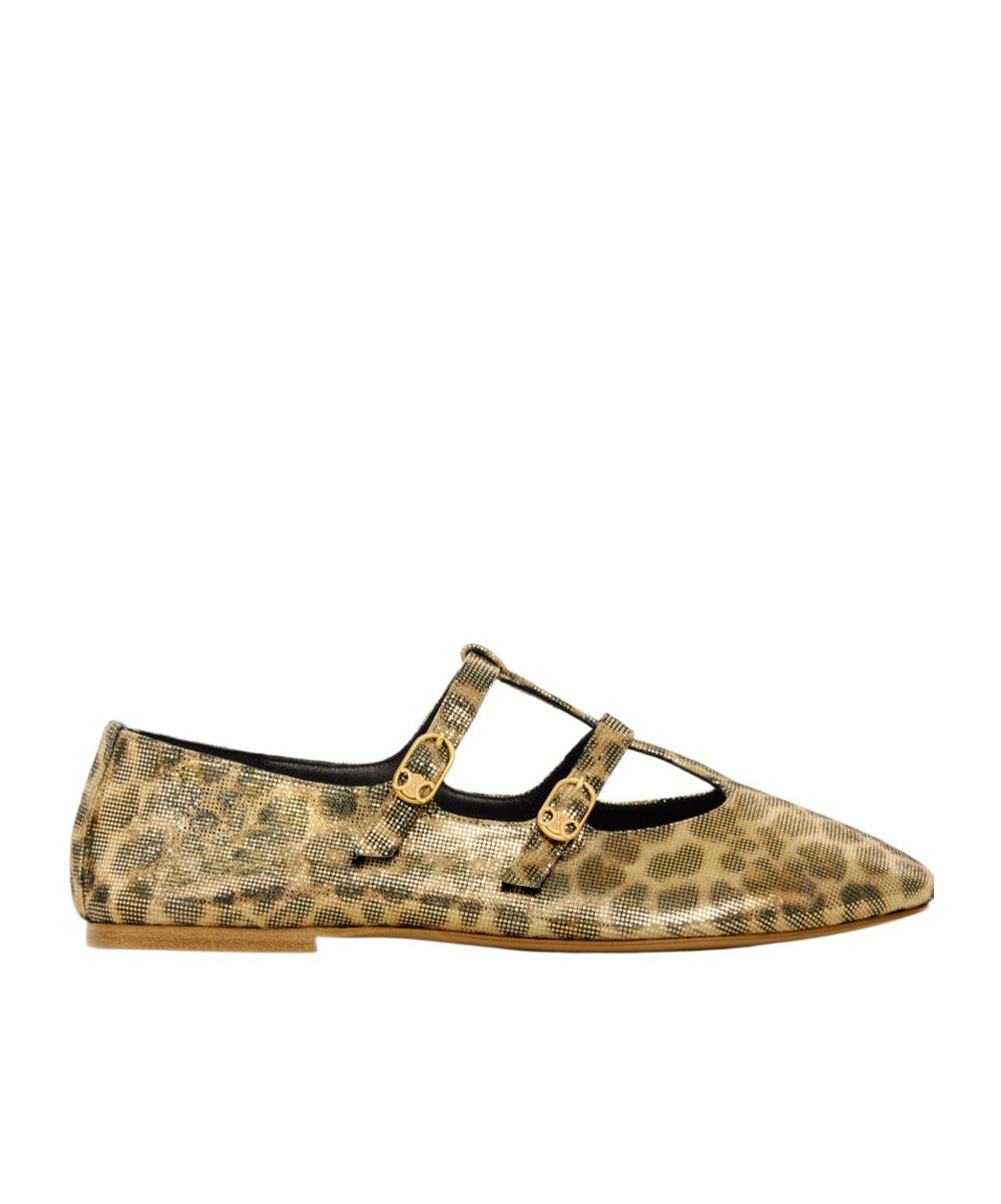 Celine Leopard Print Flat Soles In Green