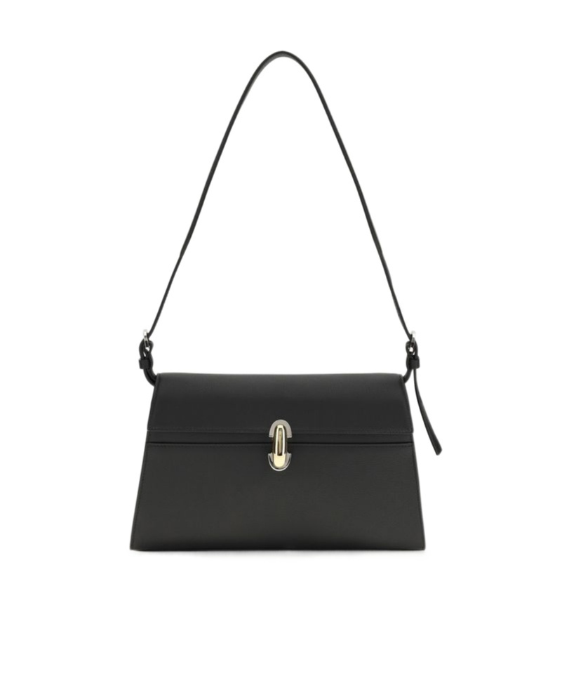 Savette Symmetry Textured-leather Shoulder Bag In Black