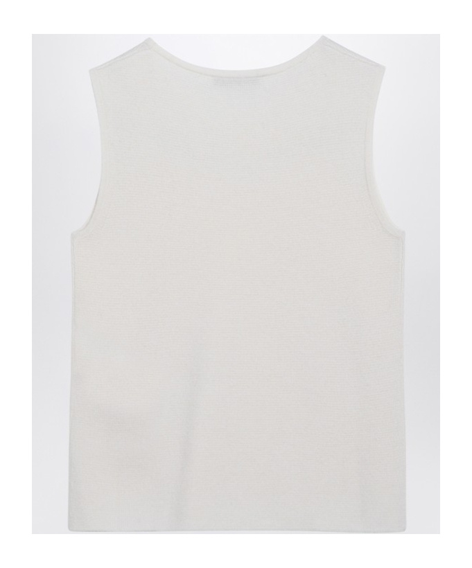 Max Mara White Sleeveless Top In Wool And Cashmere Women In White