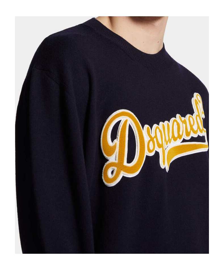Dsquared2 Wool Pullover With Logo In Black