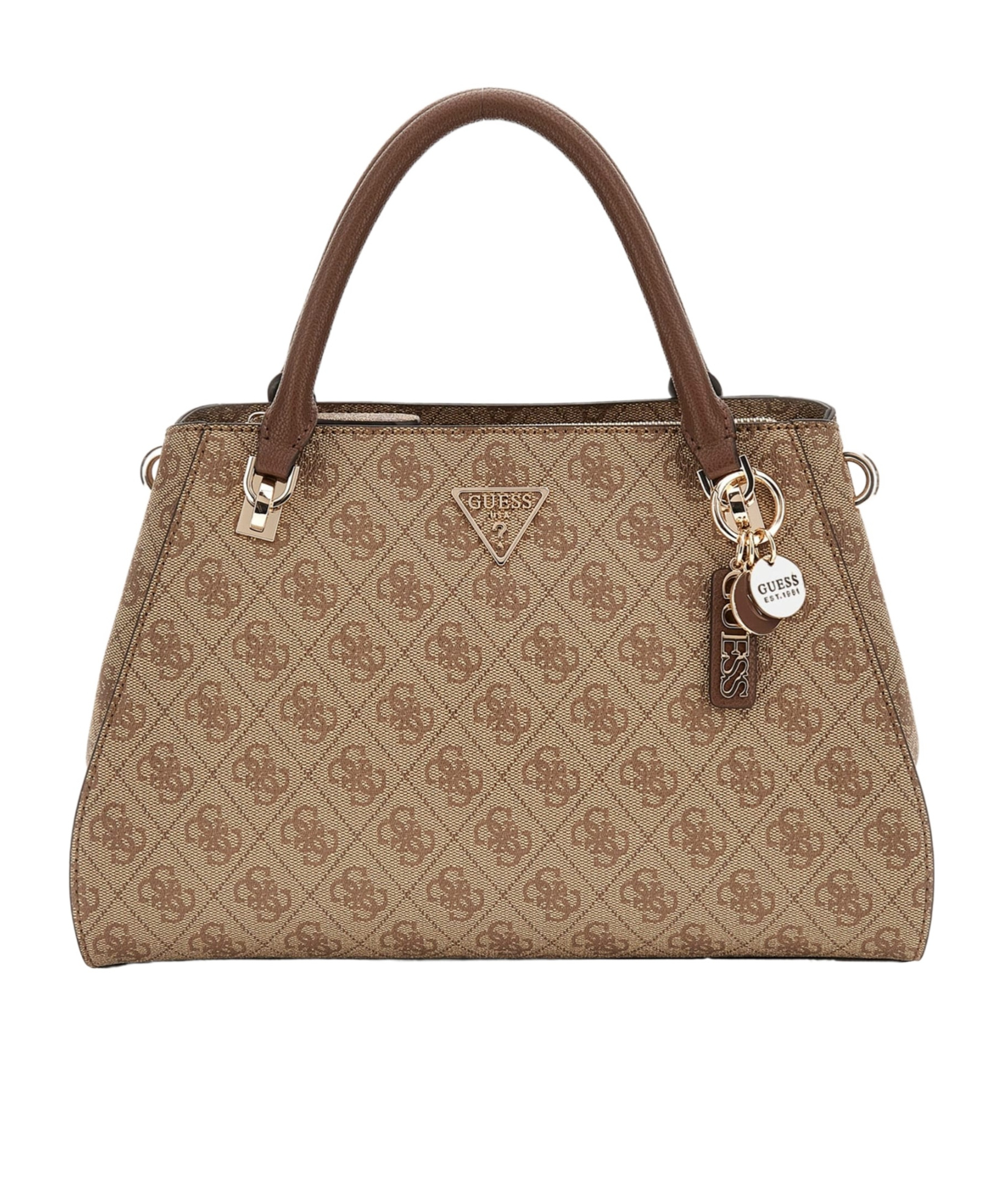 Guess Noelle 4g Logo Handbag In Brown And Multicoloured