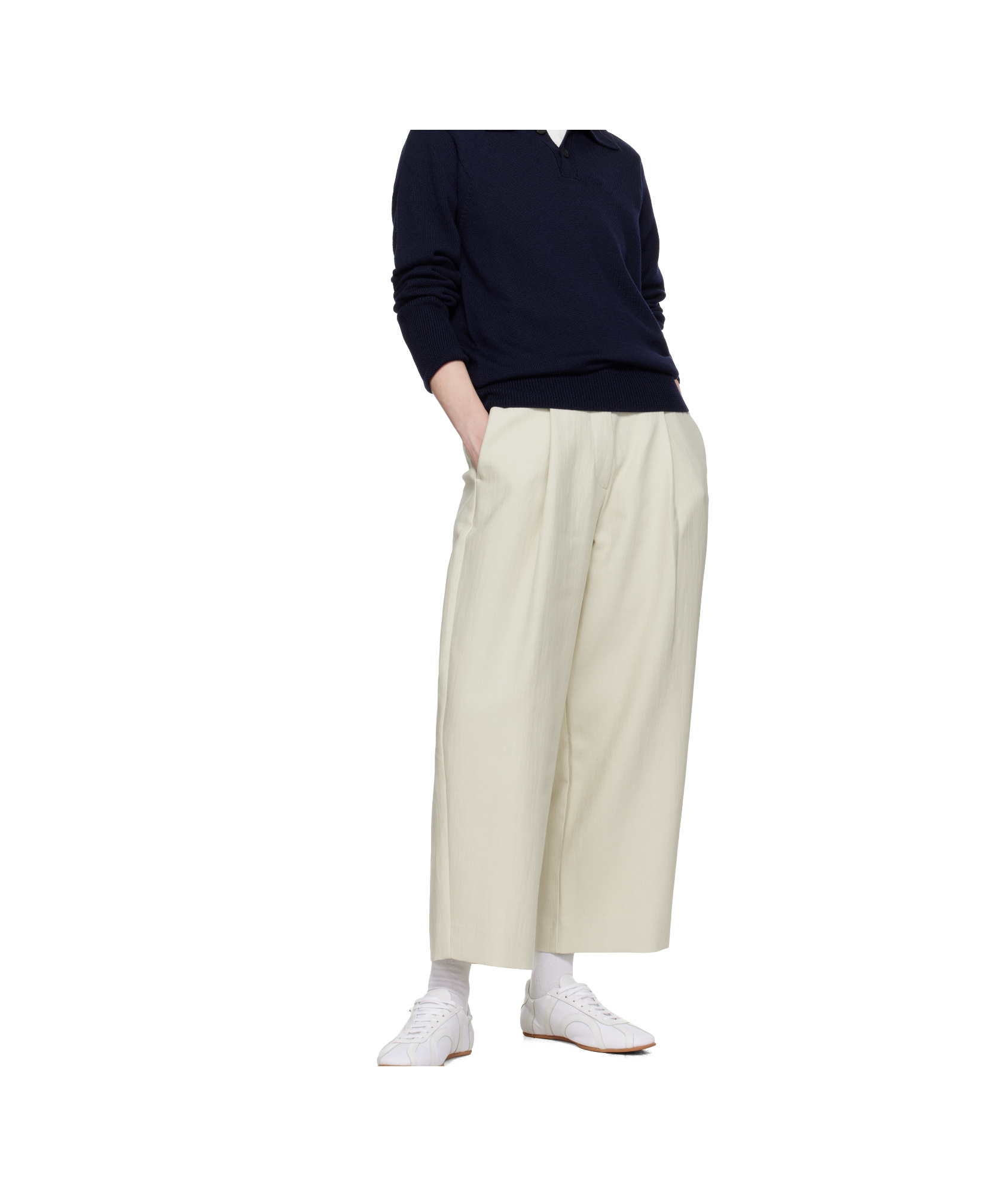 Studio Nicholson Beige Fellini Trousers In Gray