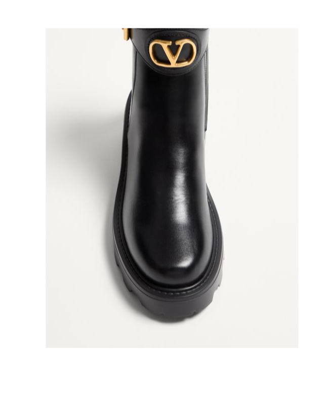Valentino Garavani Vlogo Signature Ankle Boot In Calfskin 55mm Woman Black 40.5 In Black
