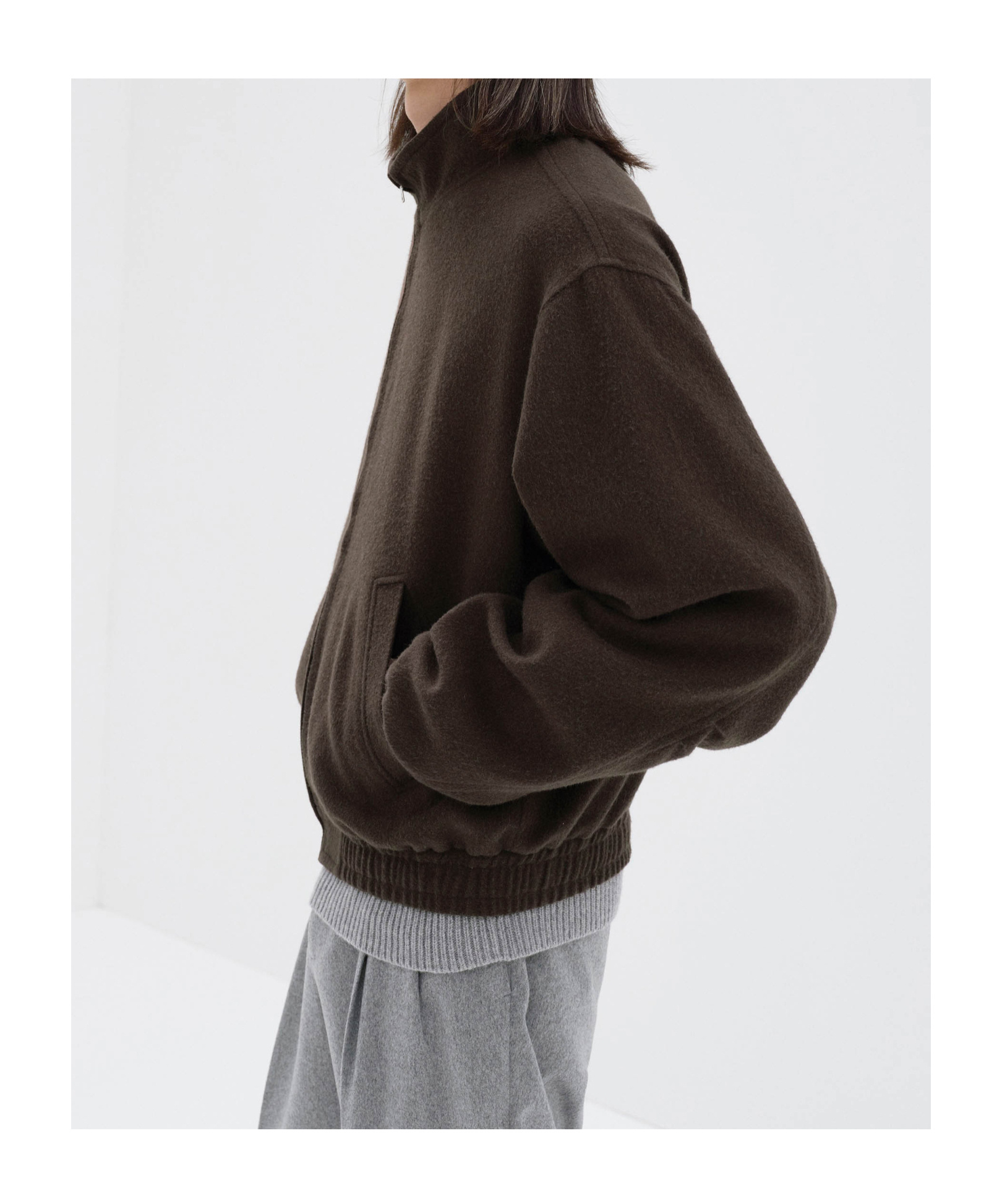 Auralee Baby Camel Flannel Zip Blouson In Green