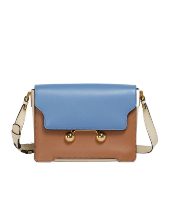 Marni Trunkaroo Blue Brown Shoulder Bag In Blue