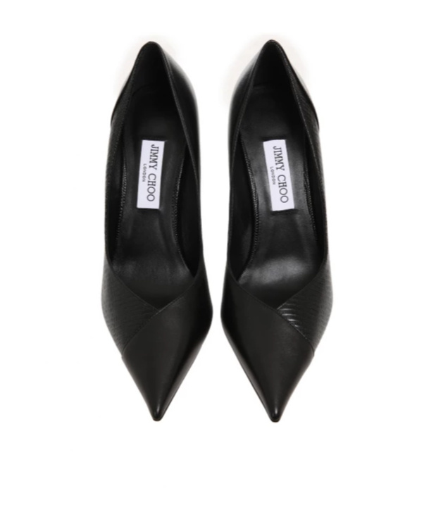 Jimmy Choo Cass 95 Off-white Leather Pumps In Black
