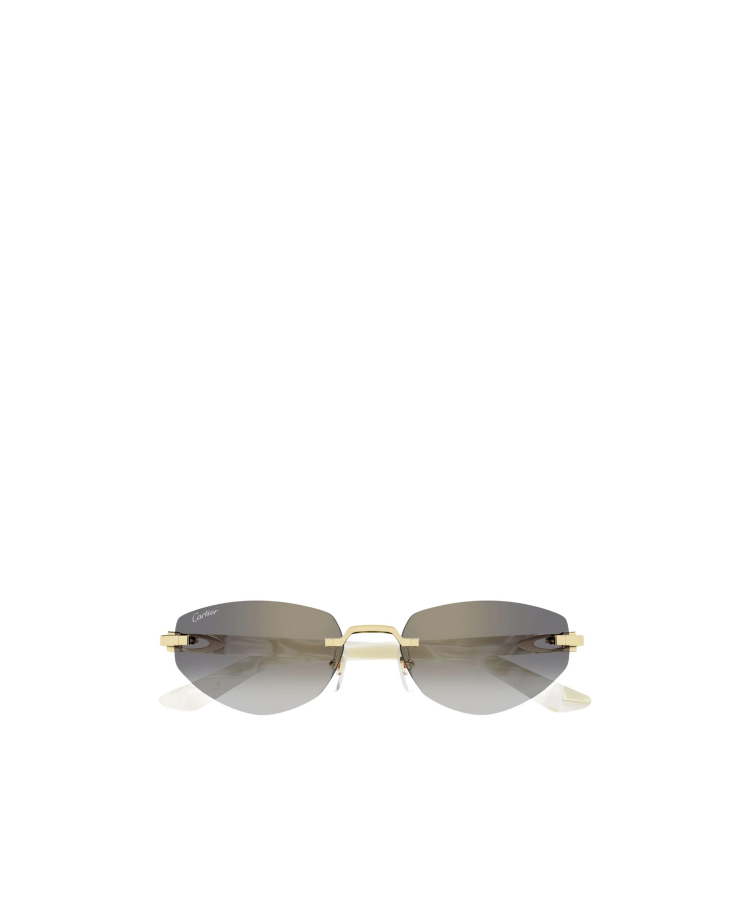 Cartier Decor C Rimless Metal Oval Sunglasses In Green