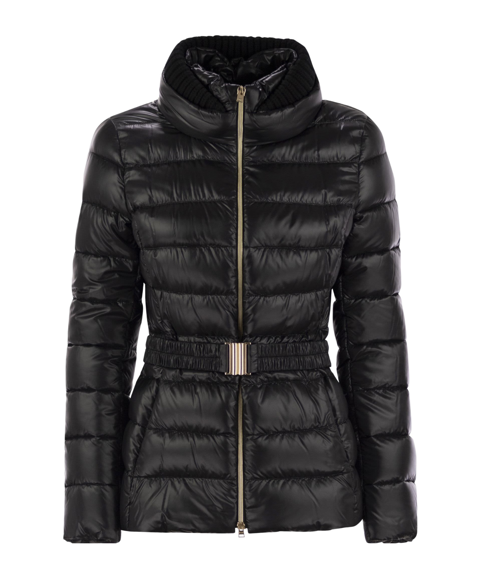 Herno Women Ultralight Nylon Down Jacket With Belt In Black