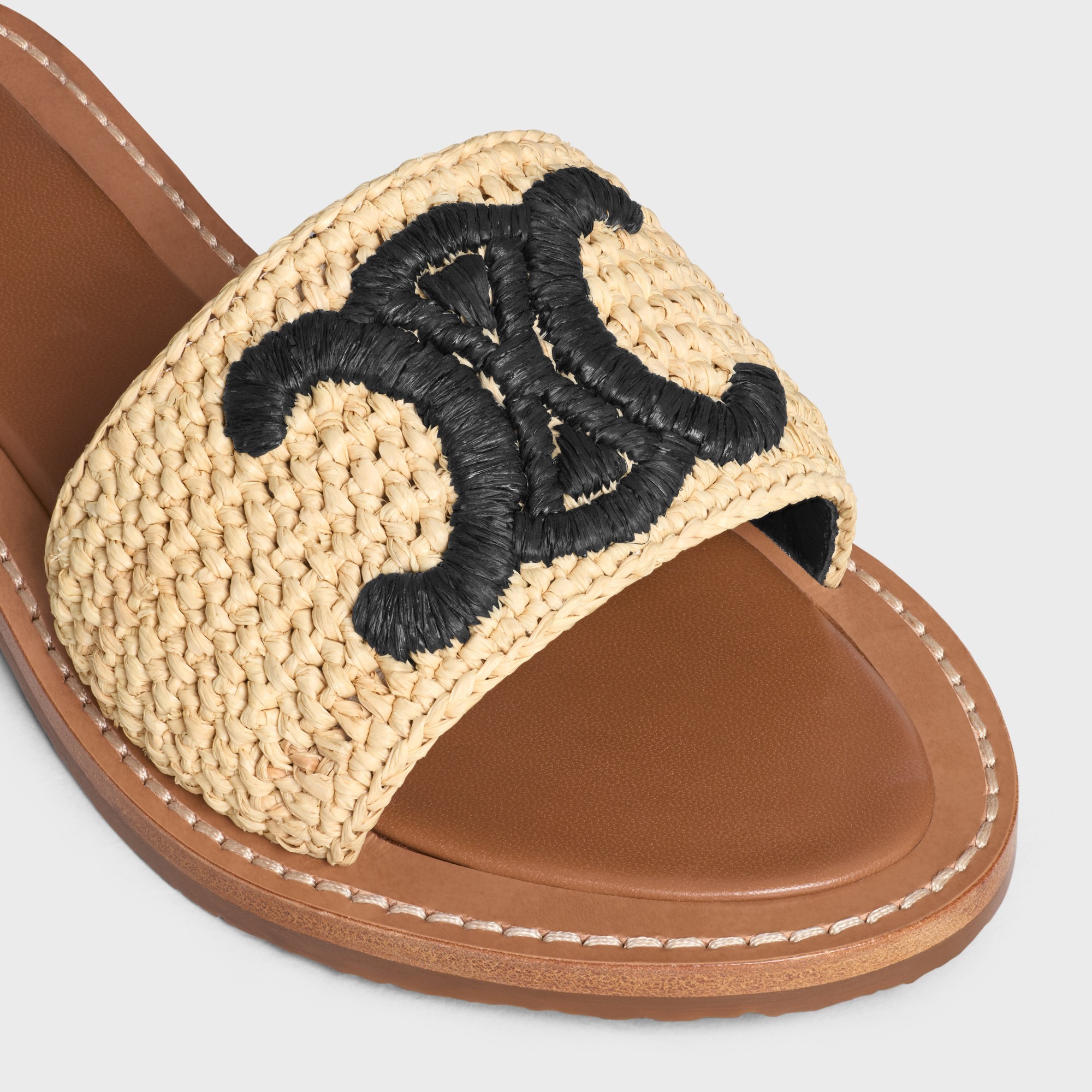 Celine Lympia Mule In Raffia In Brown