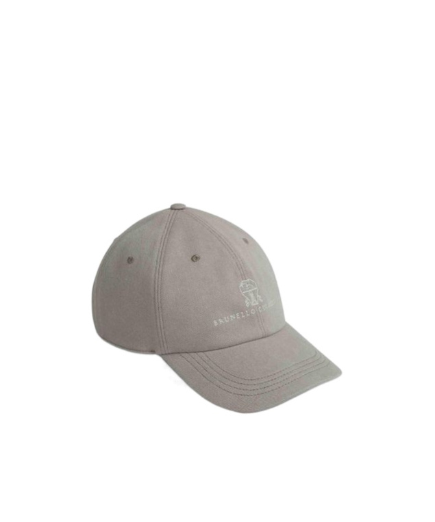 Brunello Cucinelli Beige Baseball Cap With Printed Logo In Gray