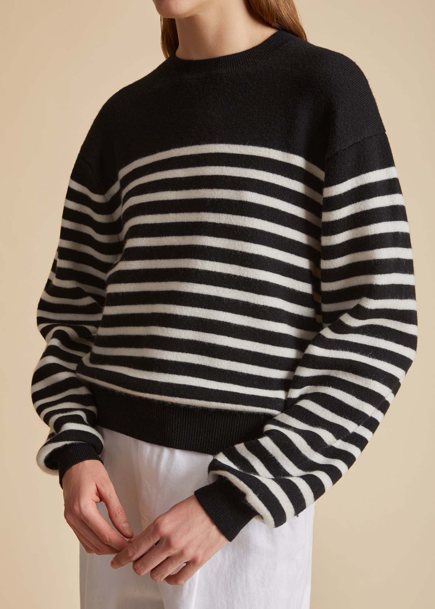 Shop Khaite Long-sleeve Striped Jumper In Black