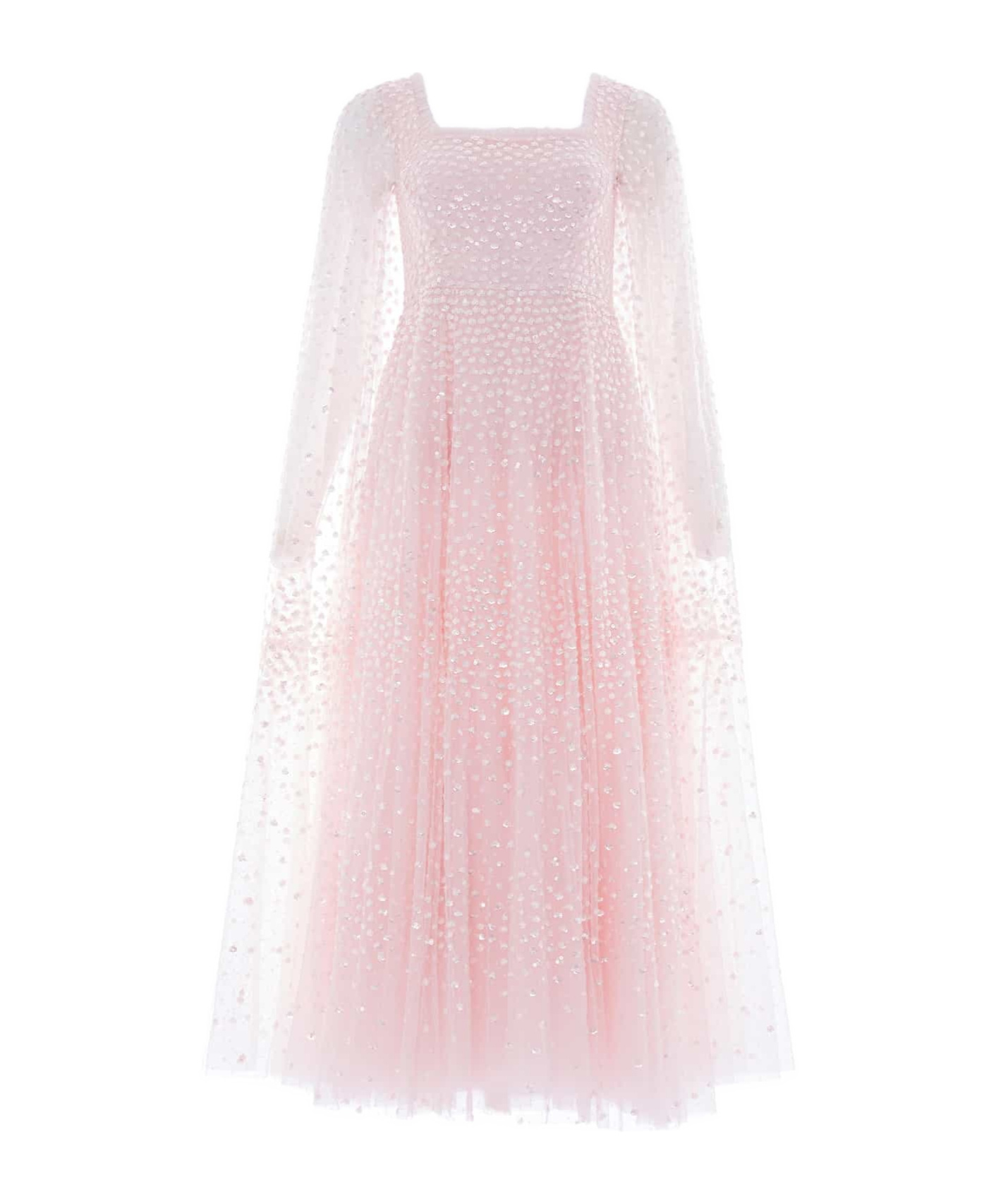 Needle & Thread Cape Sequined Dress In White
