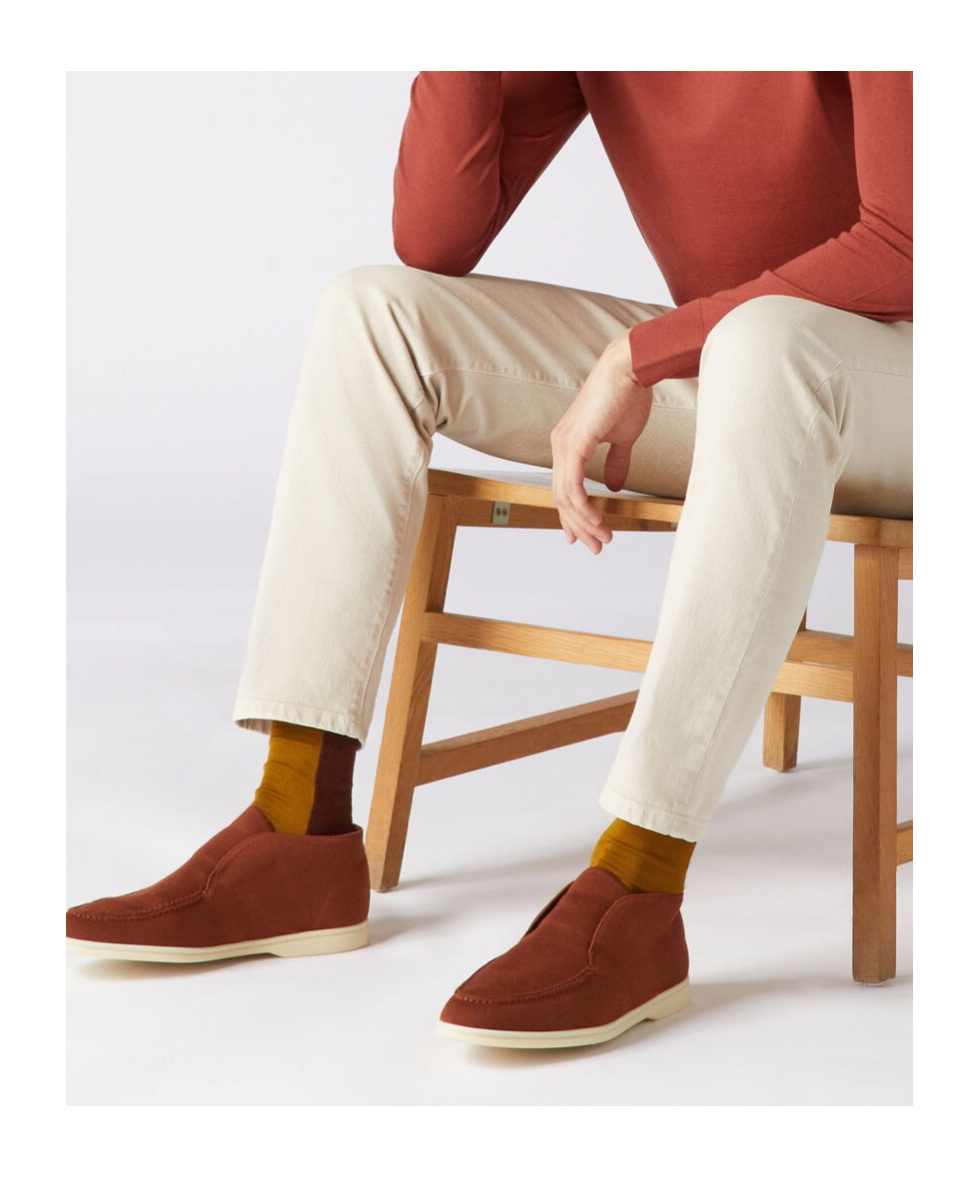 Loro Piana Round-headed Short Boots In Red
