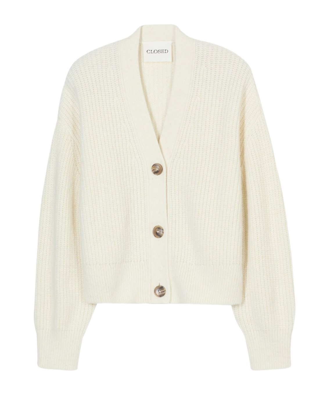 Closed Wool Blend V-necked Cardigan In White