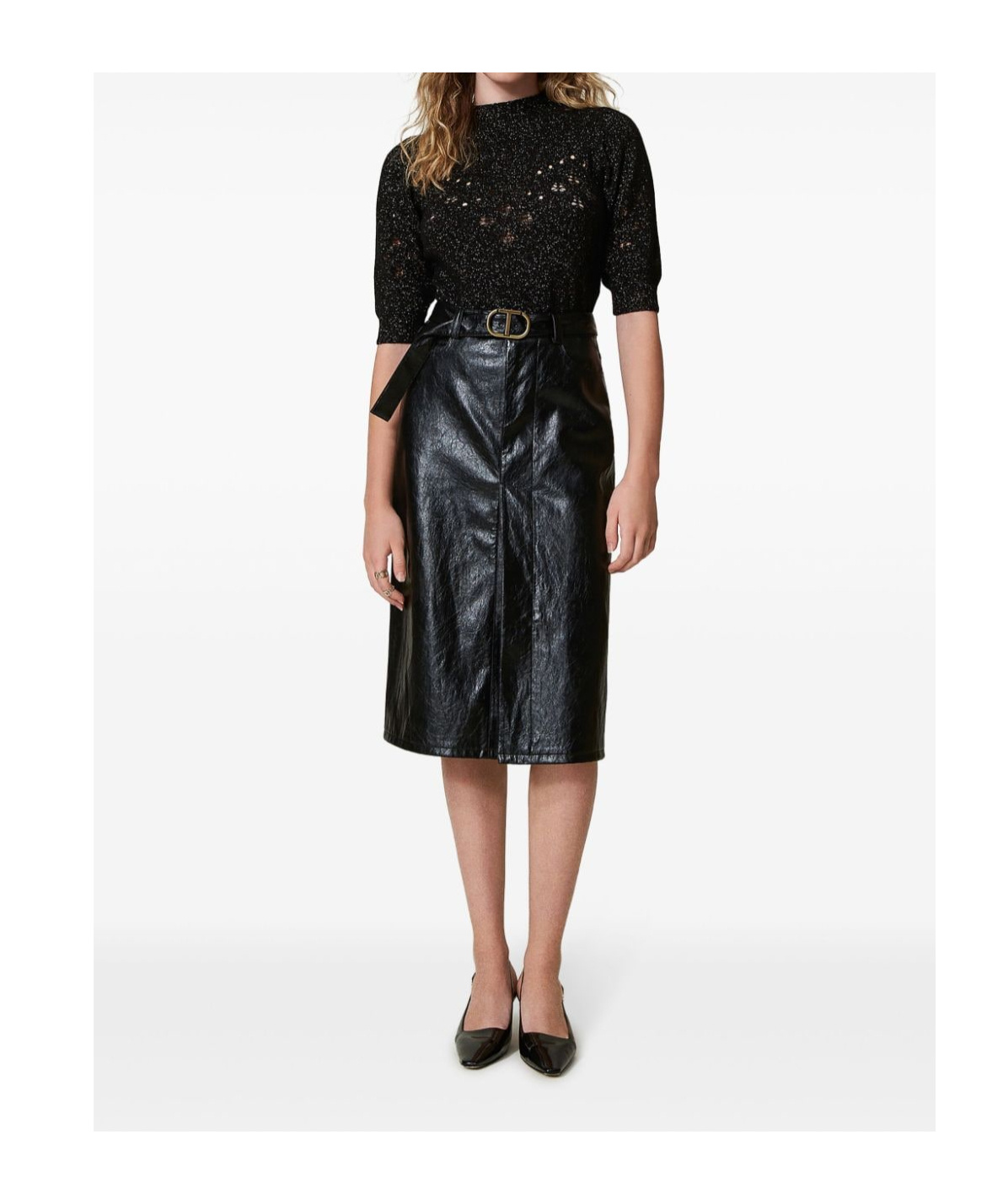 Shop Twinset Logo-plaque Midi Skirt