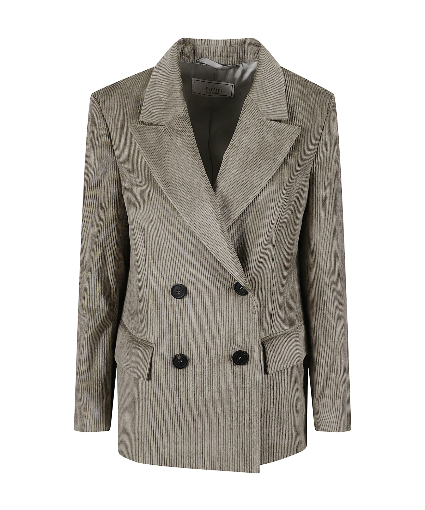 Peserico Corduroy Double-breasted Blazer In Gray