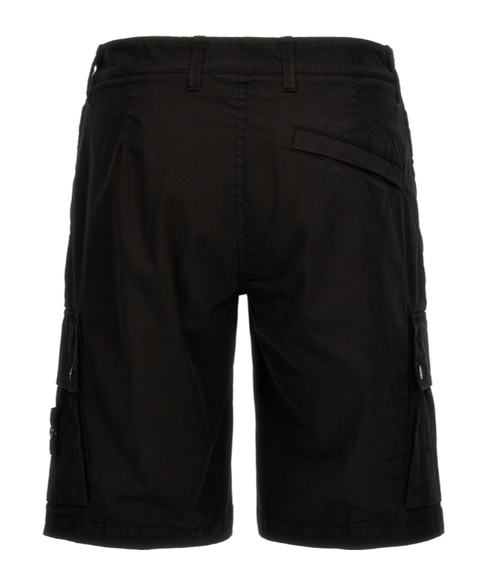 Stone Island Compass Patch Bermuda Shorts In Black