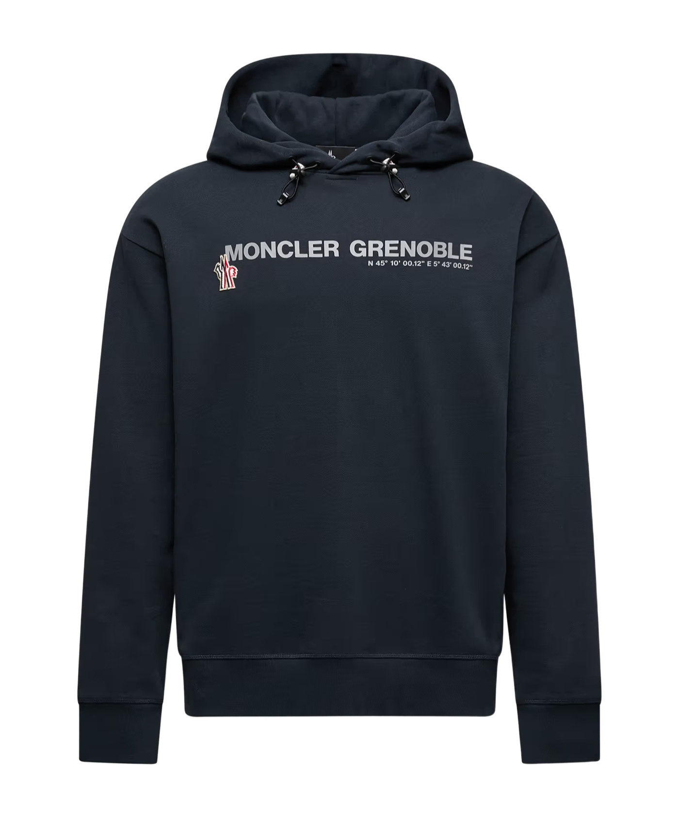 Moncler Grenoble Logo Embroidered Long-sleeved Hoodie In Blue