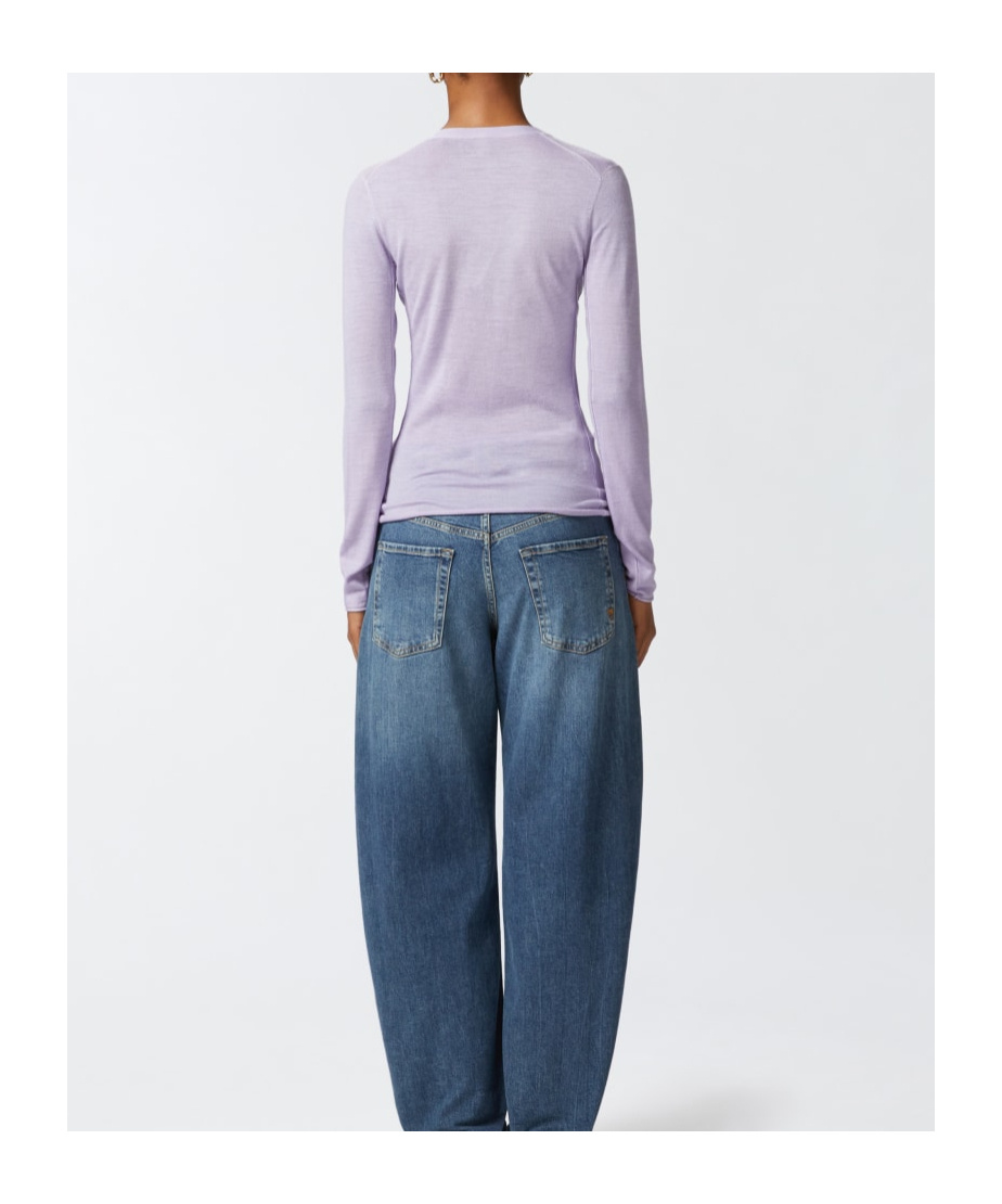 Pinko Lightweight Wool And Silk V-neck Sweater In Purple