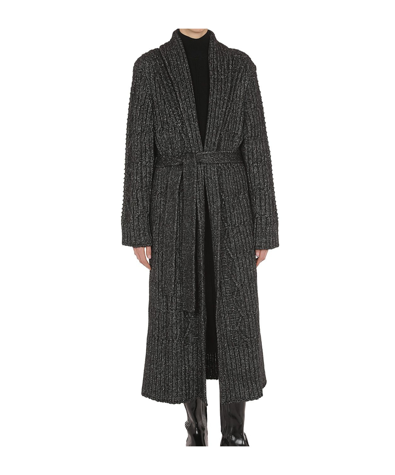 Alberta Ferretti Ribbed-knit Cardigan In Black