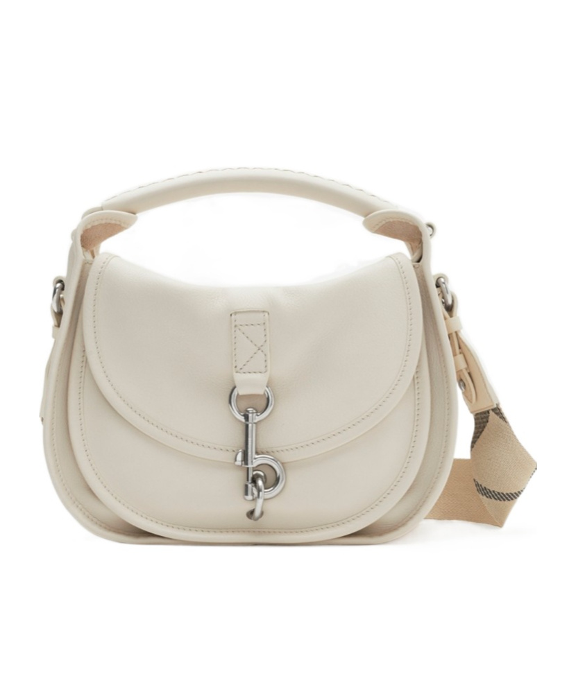 Burberry Clip Small Leather Messenger Bag In White