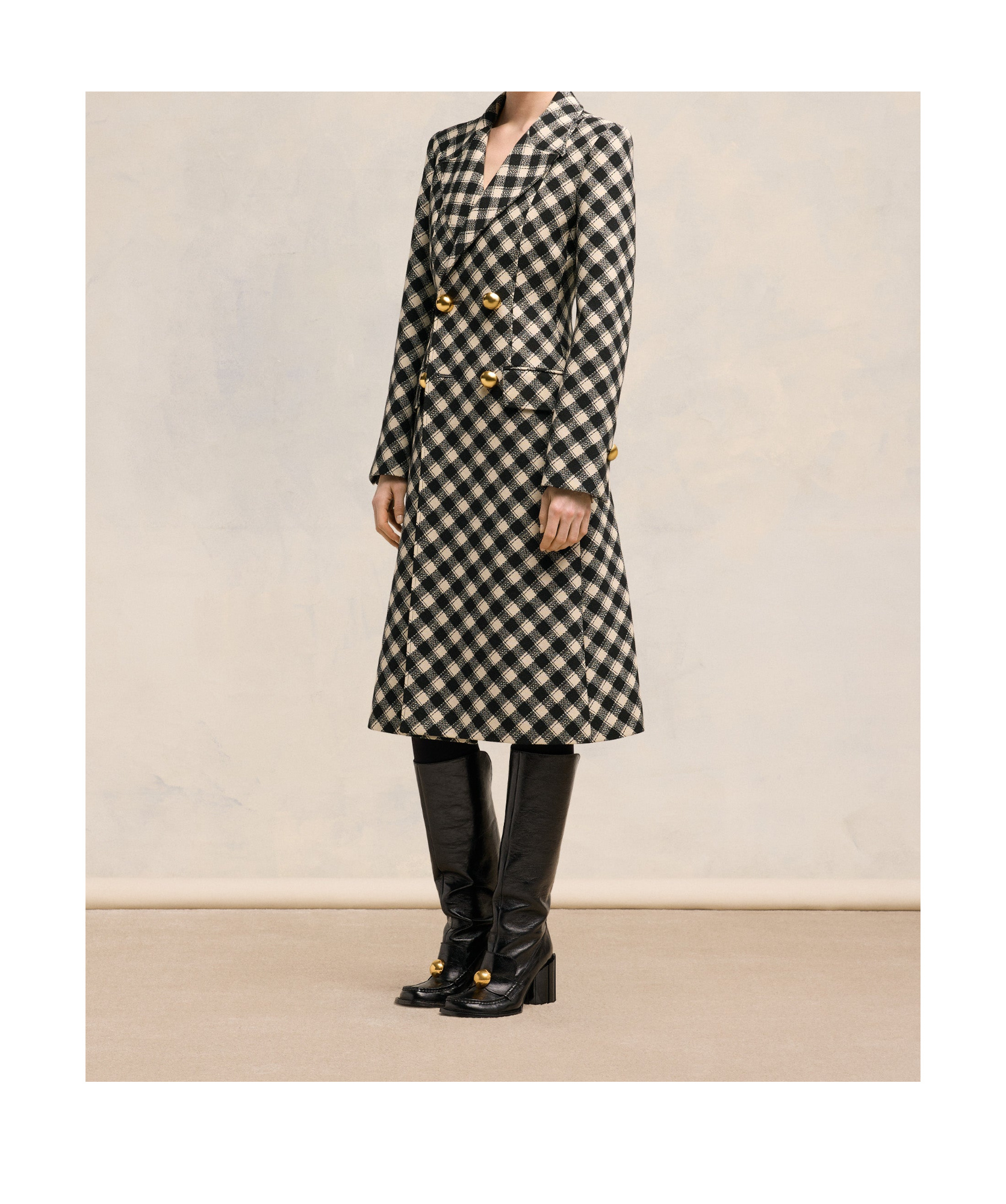 Ami Alexandre Mattiussi Checked Wool Coat In Black