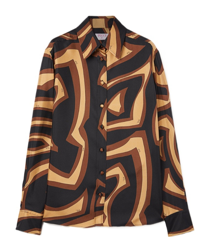 Pucci Labirinto-print Silk Shirt In Black