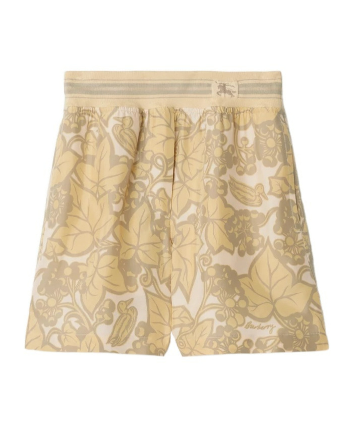 Burberry Silk Ivy Ekd Shorts In Nude