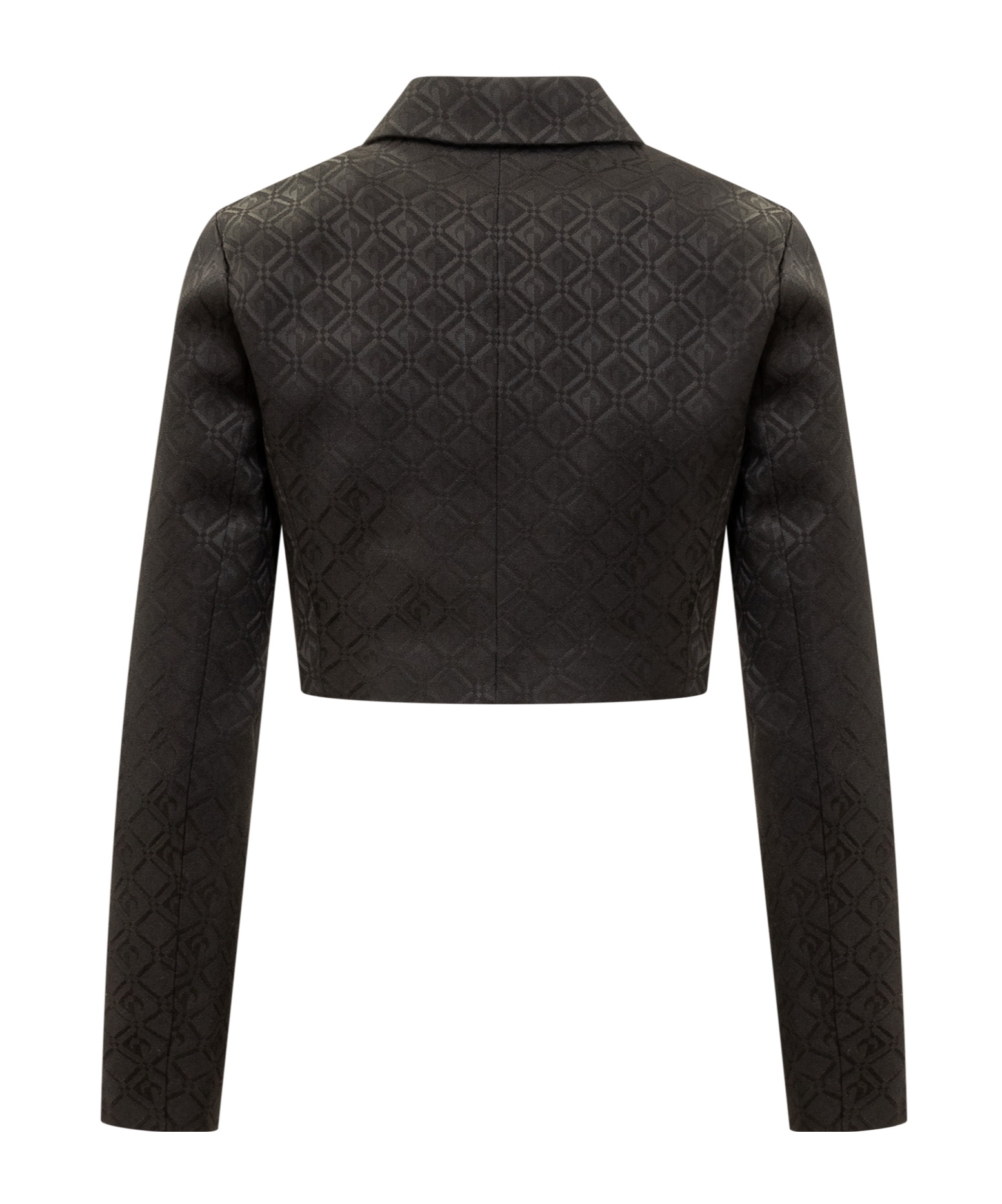 Marine Serre Moon Diamant-jacquard Cropped Jacket In Black