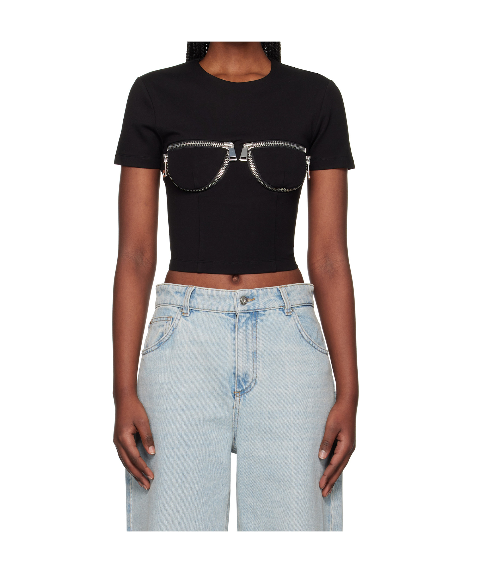 Shop Area Zip-detail T-shirt In Black