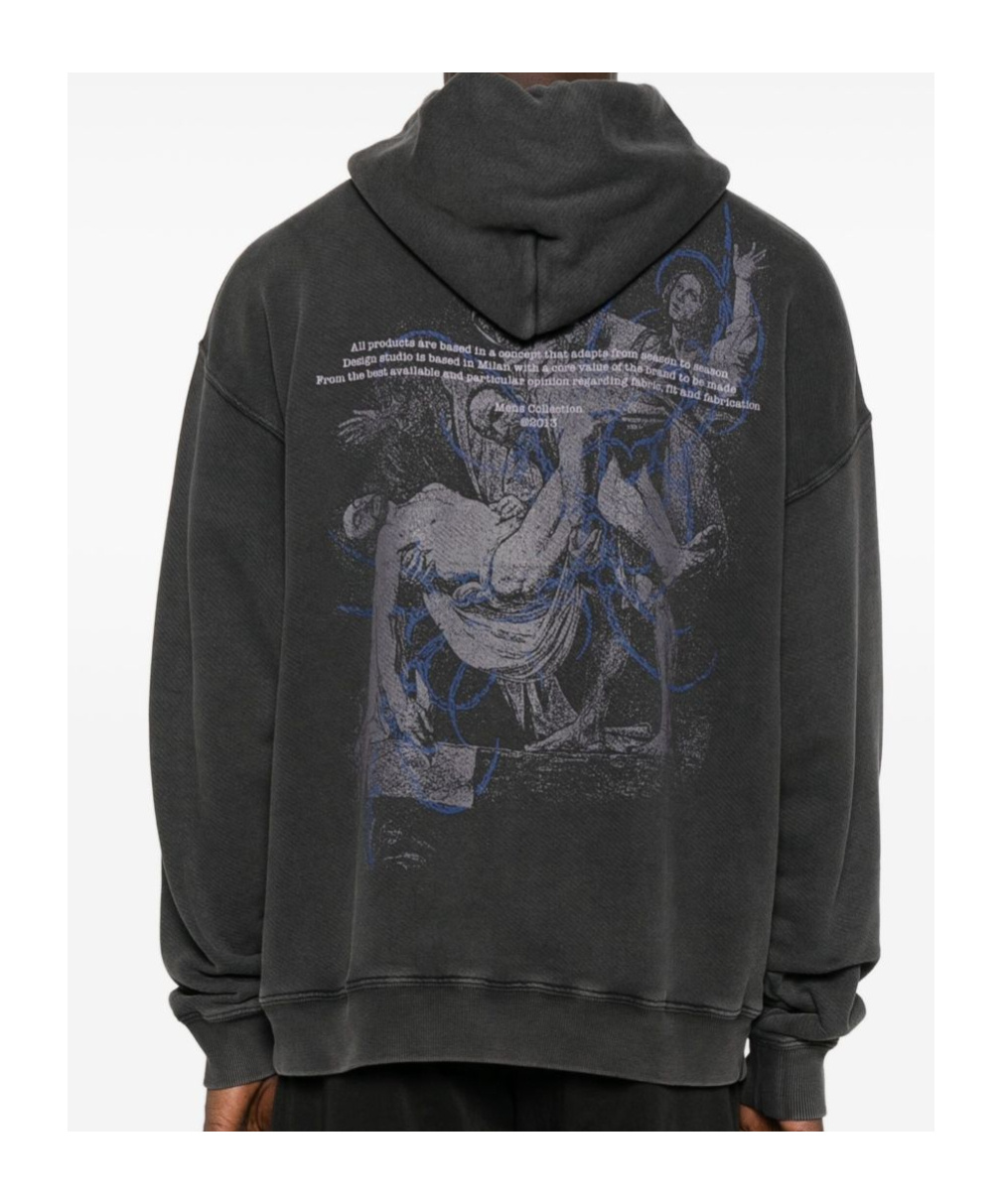 Off-white Off White Faded Painting Skate Cotton Hoodie In Black