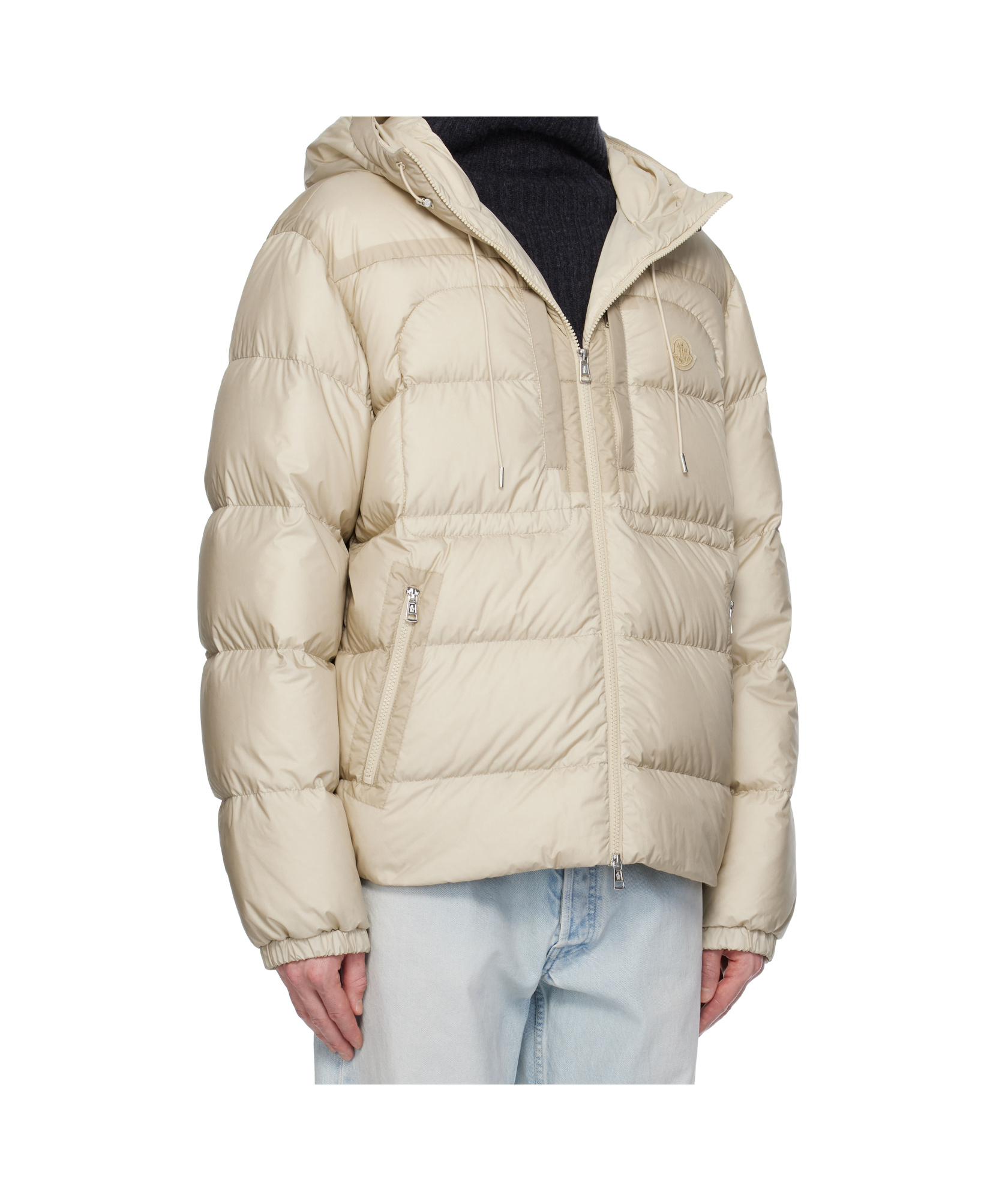 Moncler Long-sleeved Down Jacket In Nude