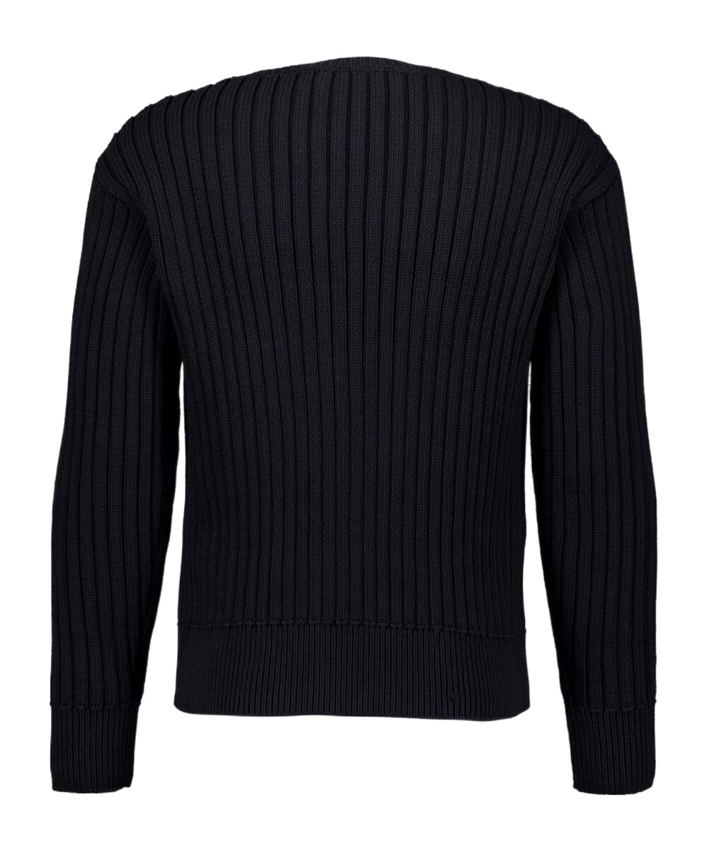 Shop Marni Cable Logo Crewneck Sweater In Black