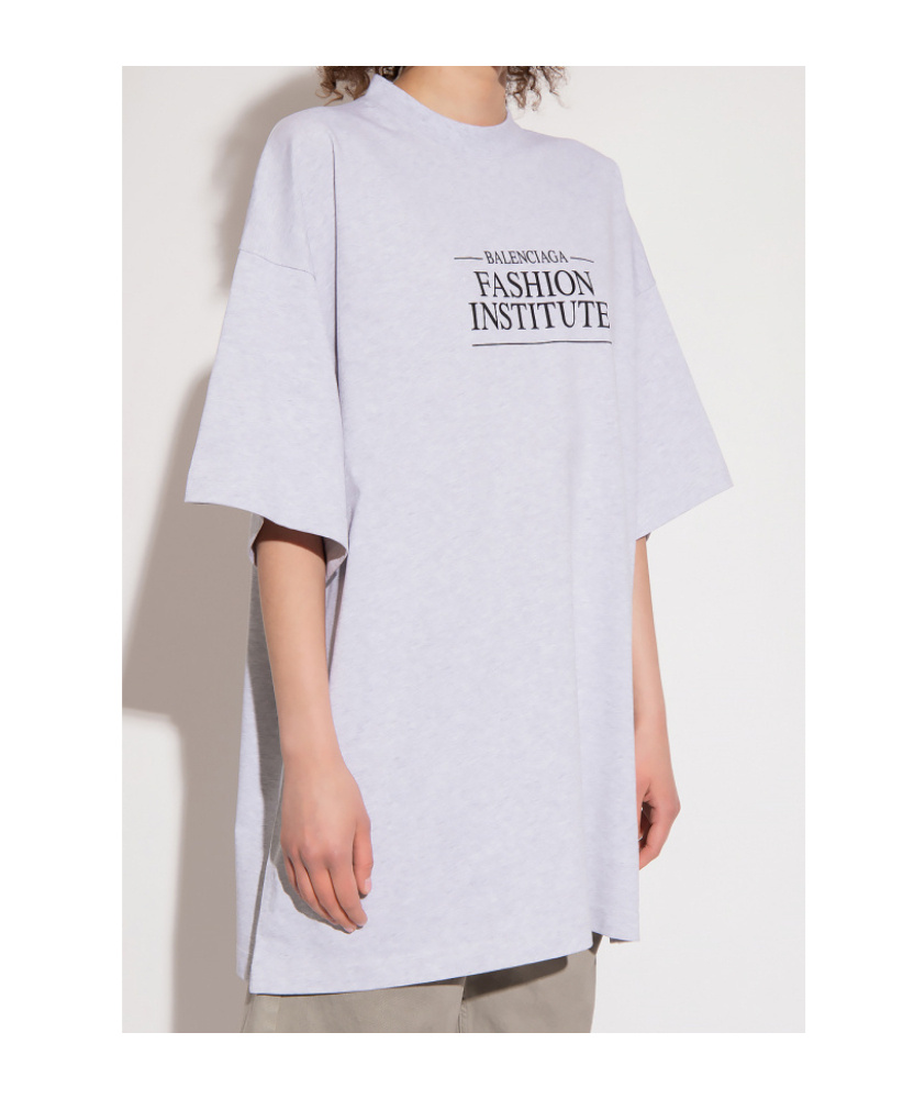 Balenciaga Couture Embroidered Oversized T-shirt In Gray