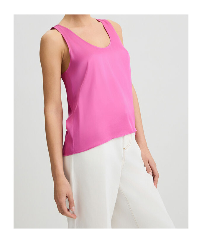 Liu •jo Peony Pink Satin Top In Pink