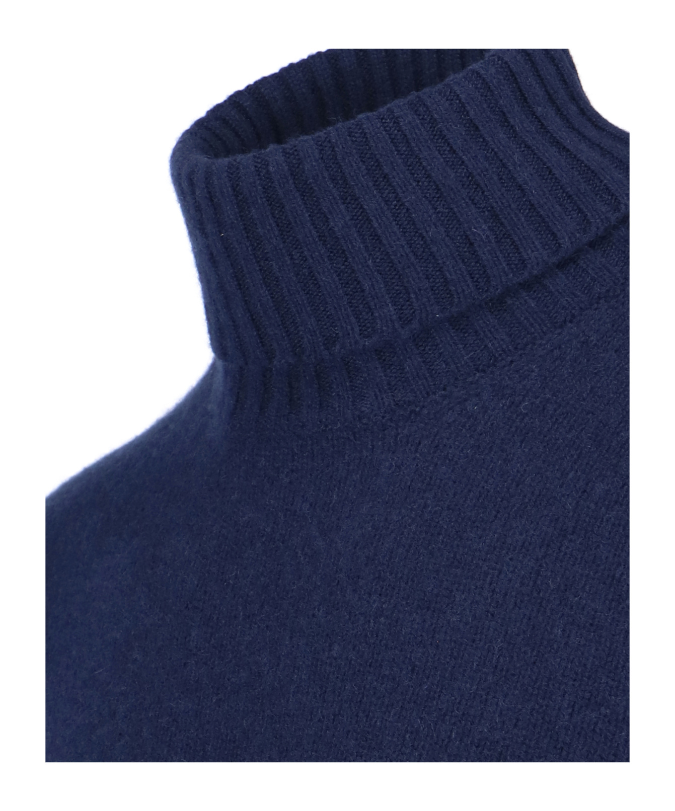 Drumohr Turtleneck Sweater In Blue Wool Navy Tones In Blue