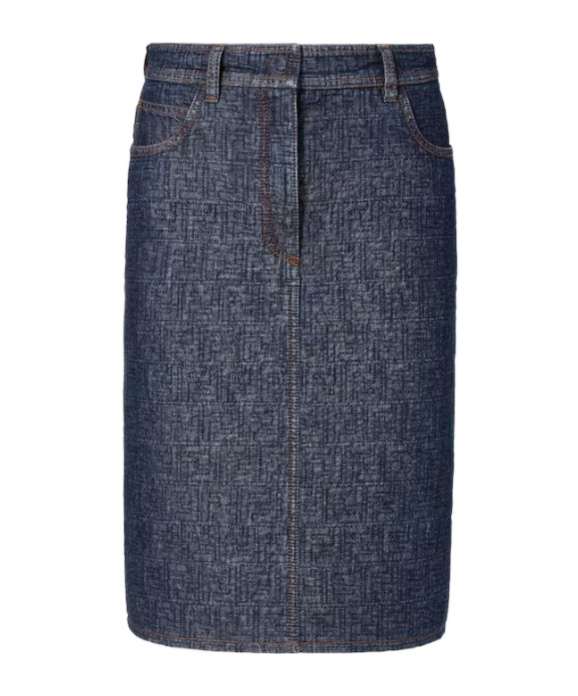 Fendi Ff Denim Skirt In Blue