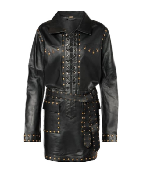 Dodo Bar Or Ics Studded Leather Minidress In Black