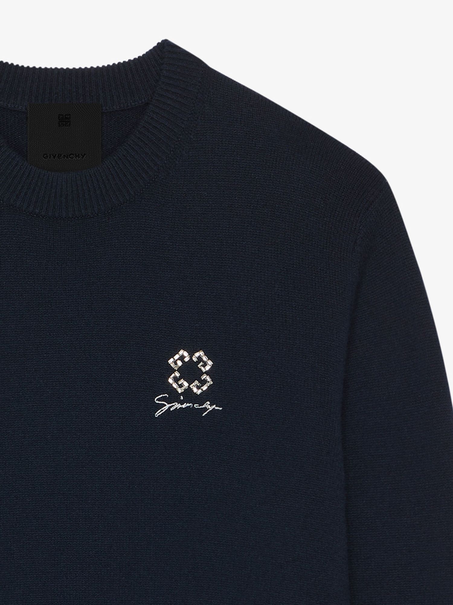 Givenchy Sweater In Wool Cashmere And Crystals With 4g Detail In Black