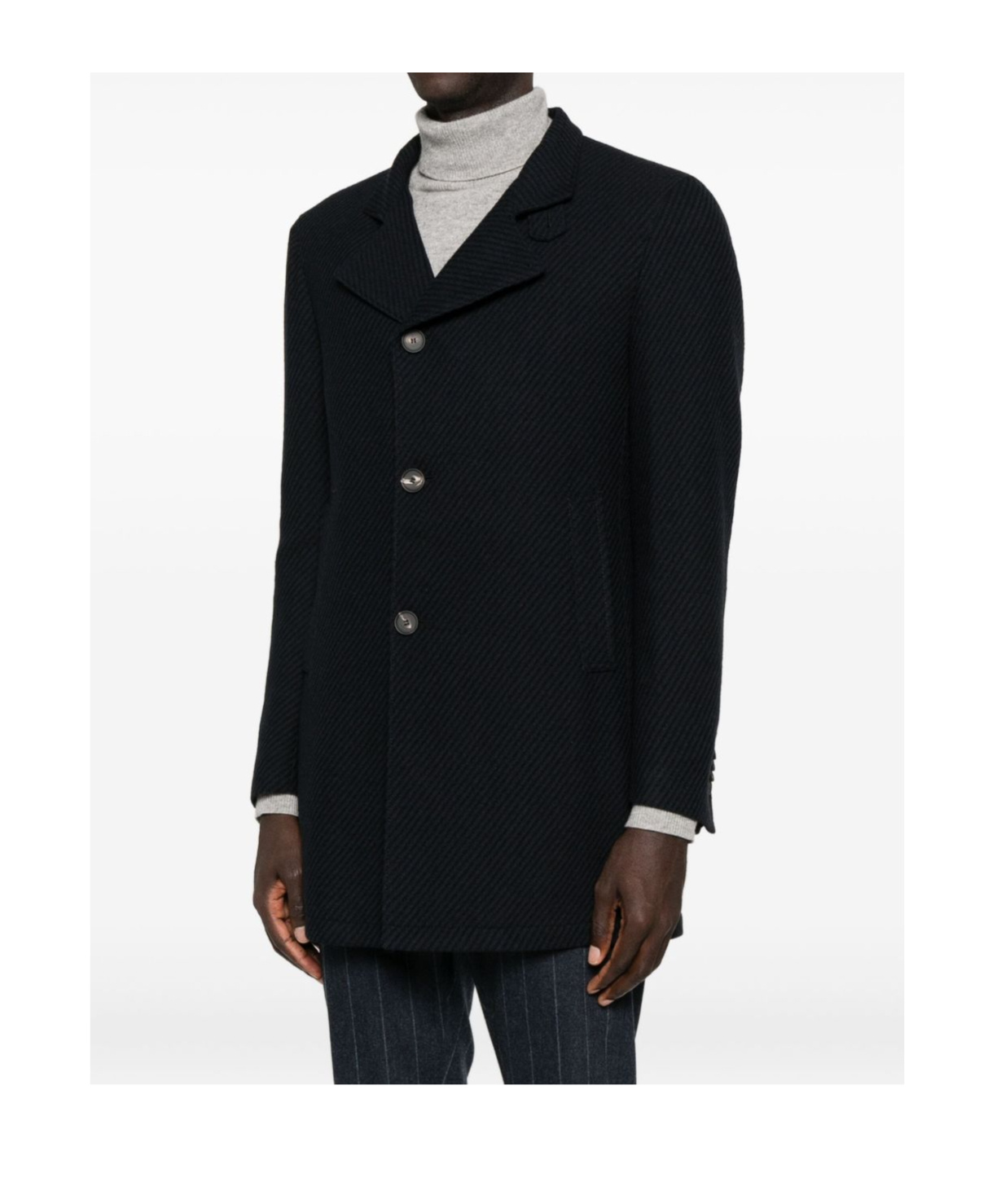 Tagliatore Gordon High-neck Buttoned Coat In Black