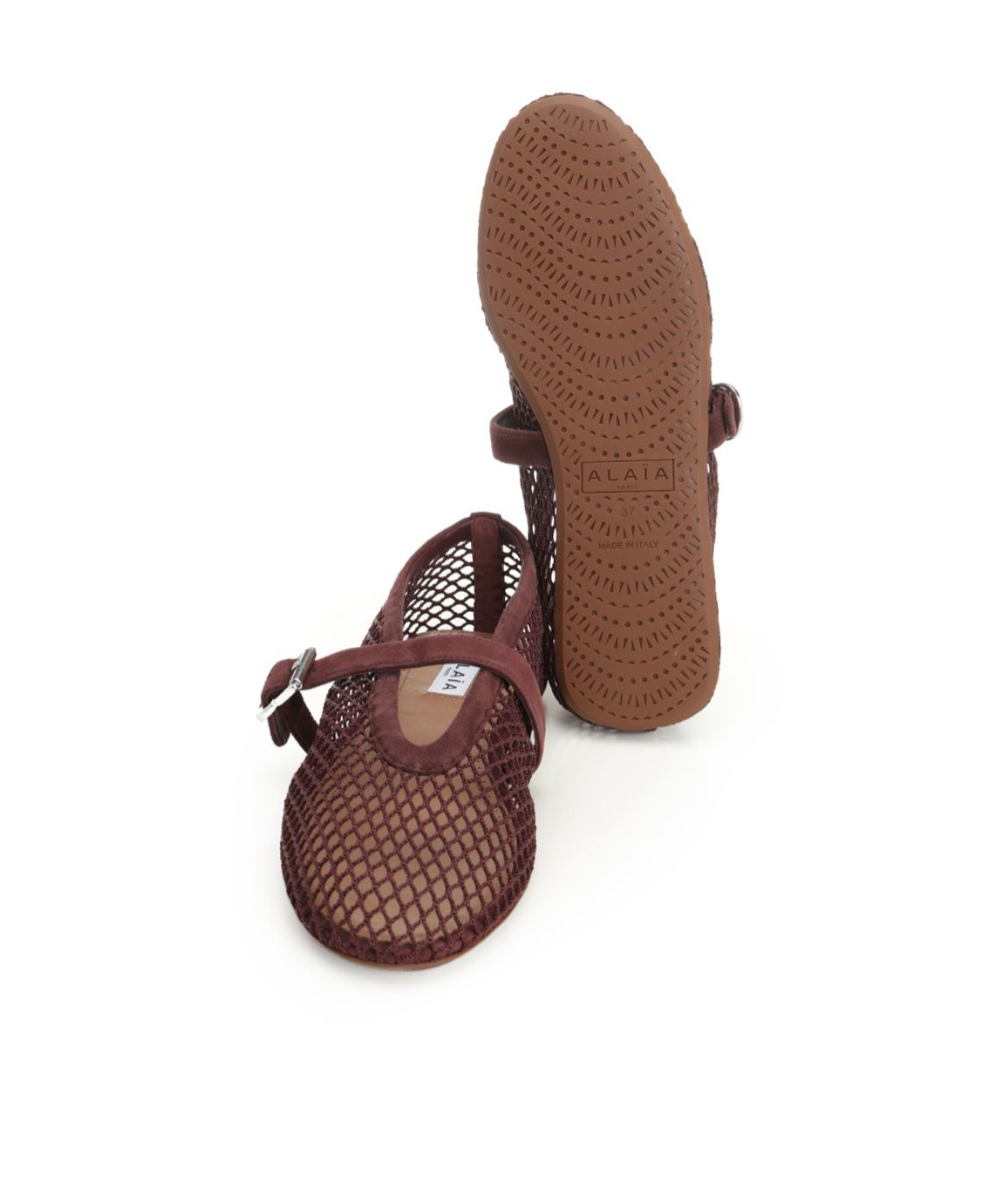 Alaïa Alaia Women Ballet Flats Mesh And Leather Ballerinas In Burgundy