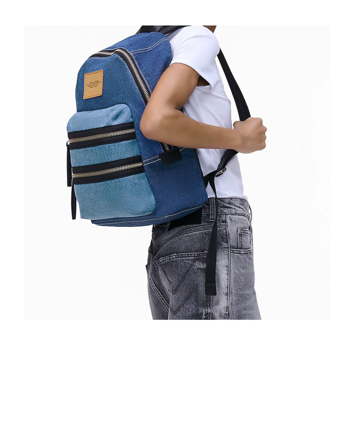 Marc Jacobs Large The Colourblock Denim Backpack In Blue