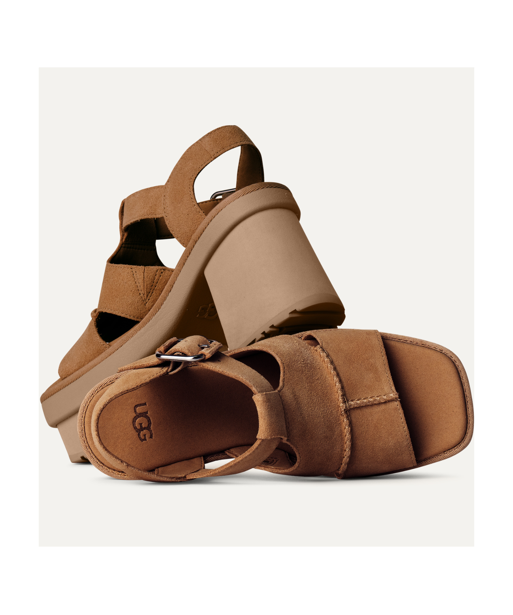 Ugg Platform T-strap Sandal In Brown