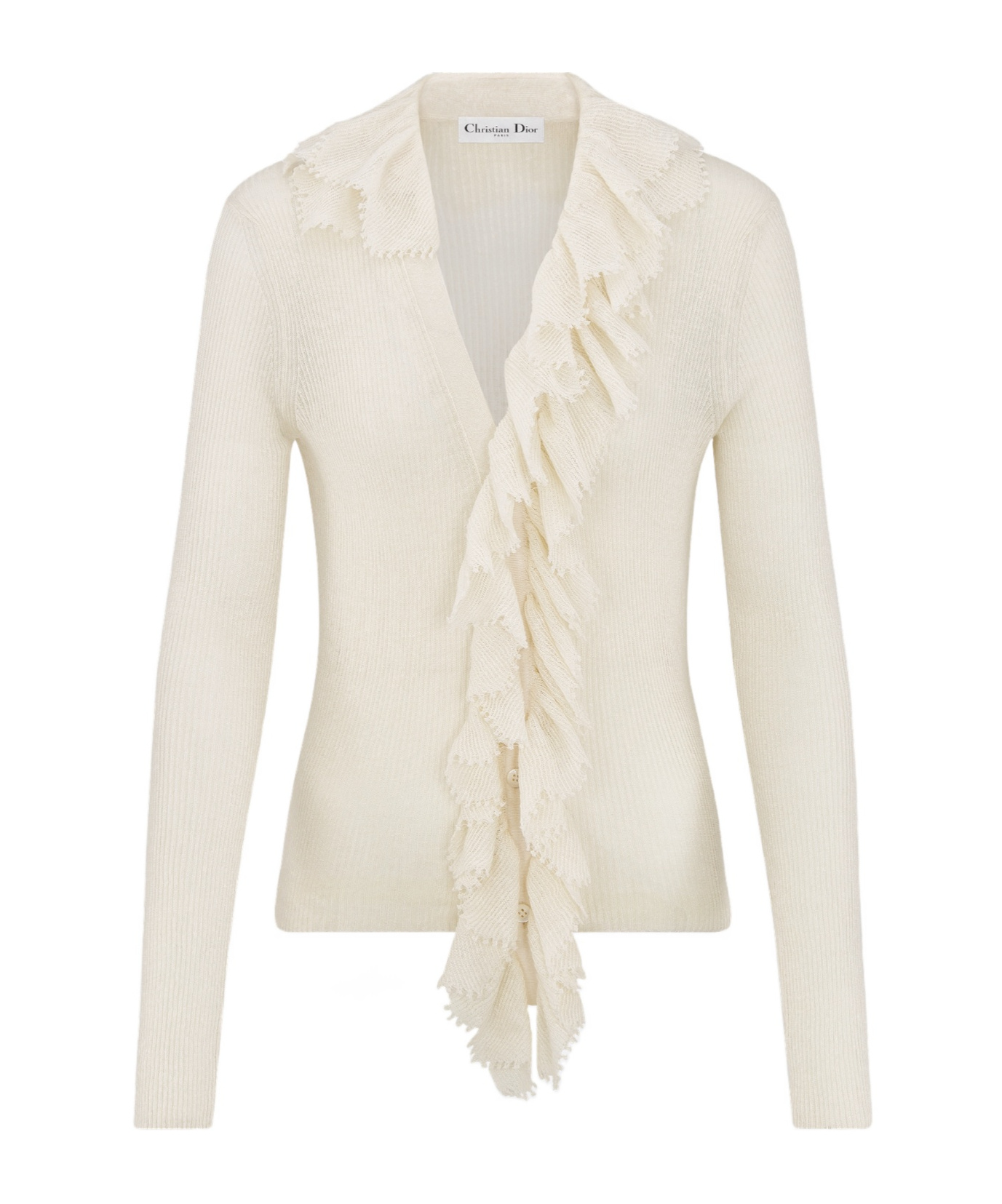 Dior Cardigan With Removable Ruched Collar In White