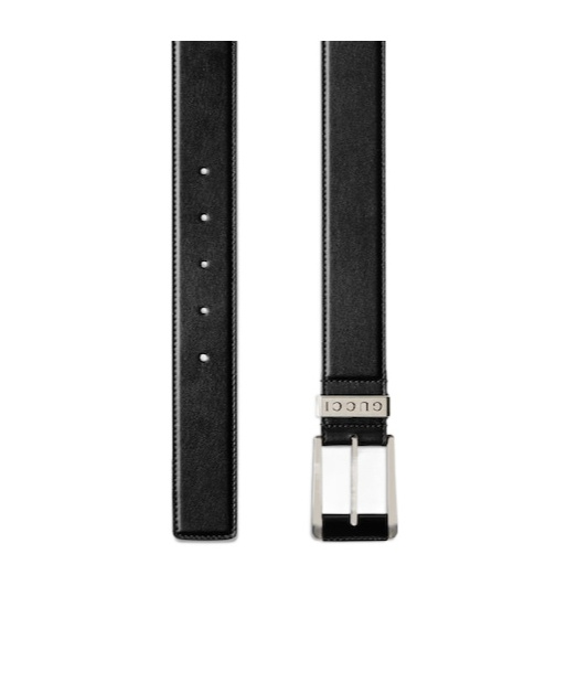 Gucci Belt With Squared Buckle In Black