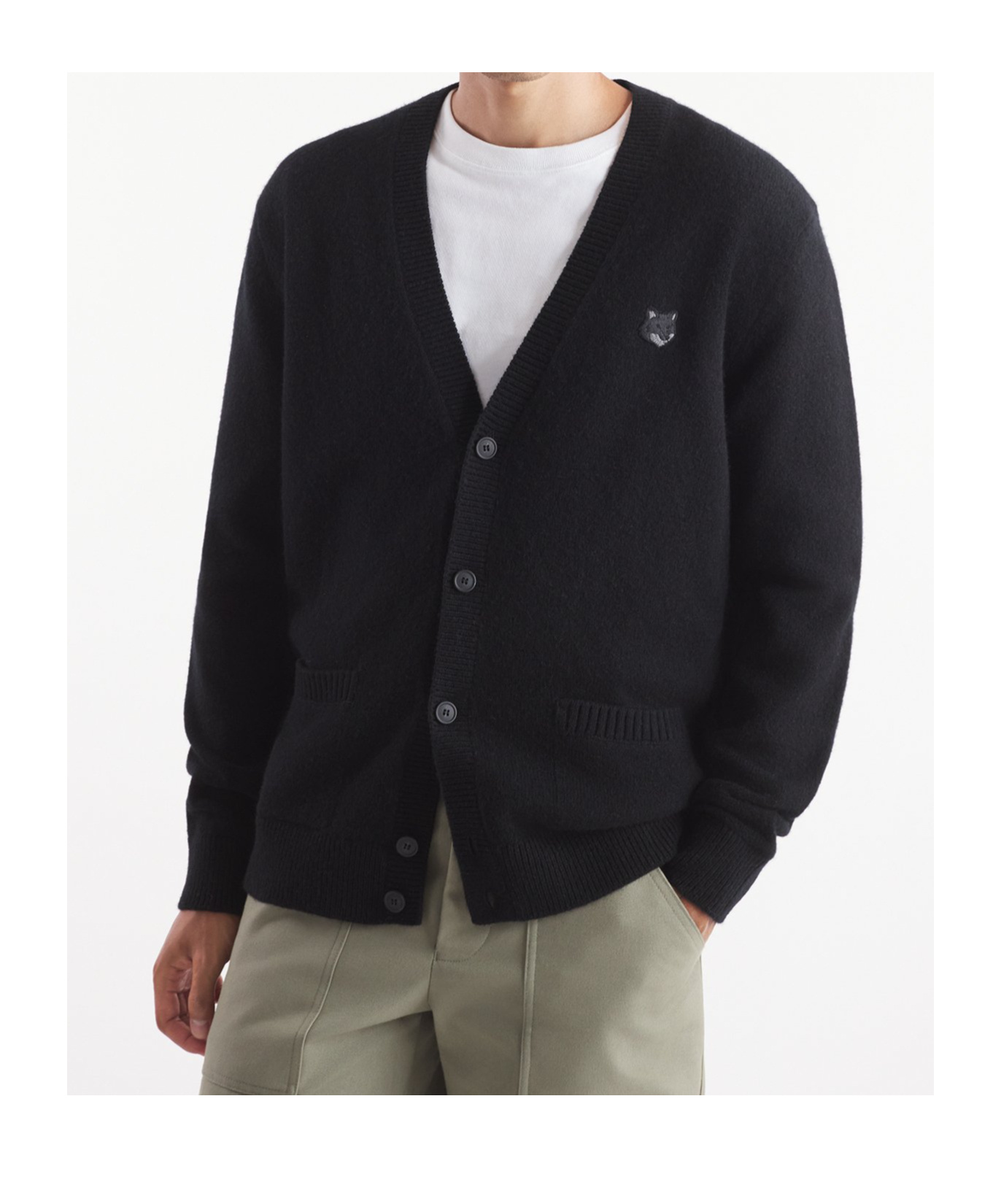 MAISON KITSUNÉ MAISON KITSUNÉ BOLD FOX HEAD-PATCH BUTTON-UP CARDIGAN